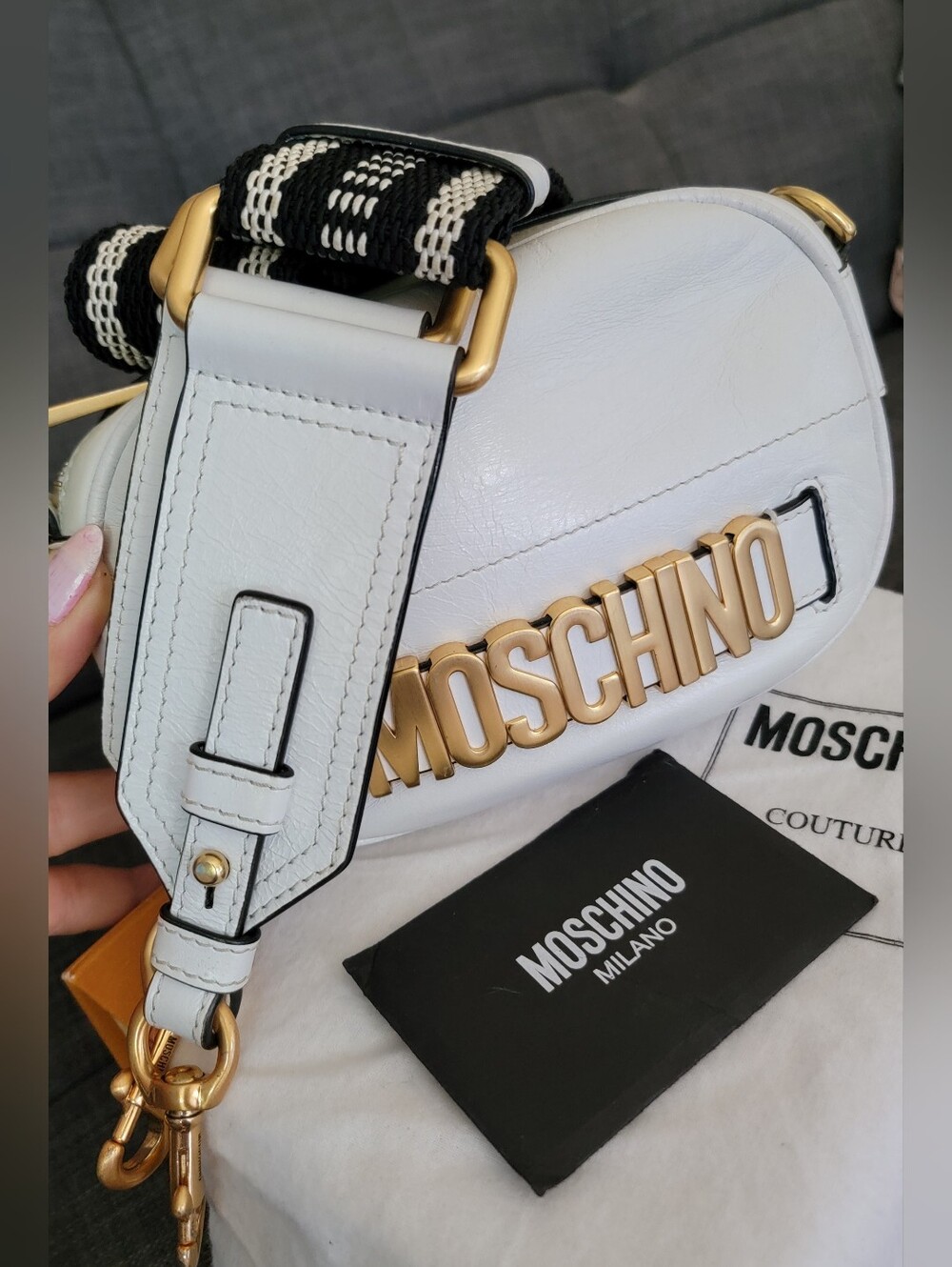 Authentic Moschino Leather Mini, Crossbody Bag. - Picture 7 of 16